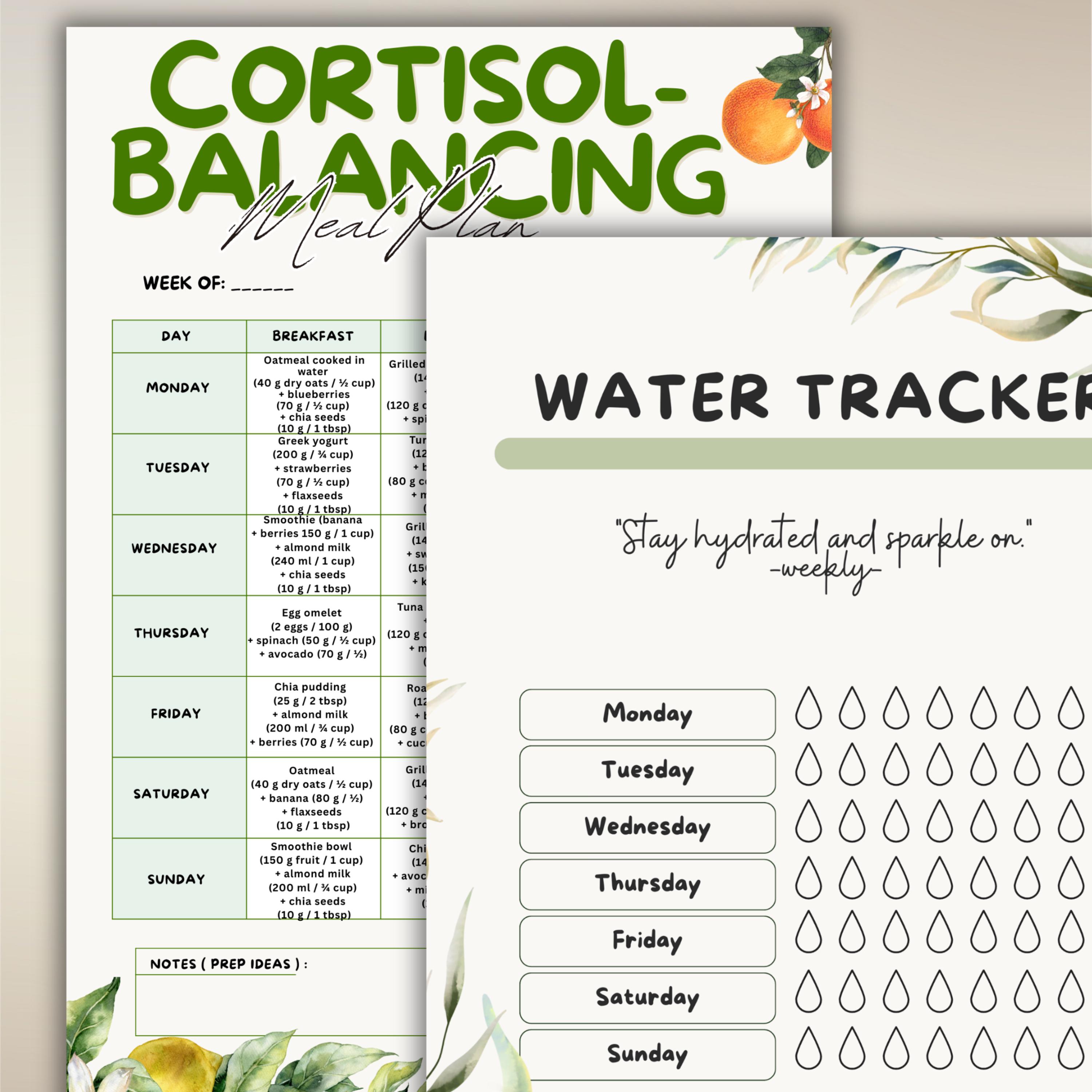 Cortisol Balancing 7 Day Meal Plan Printable, Stress Hormone Diet Plan ...