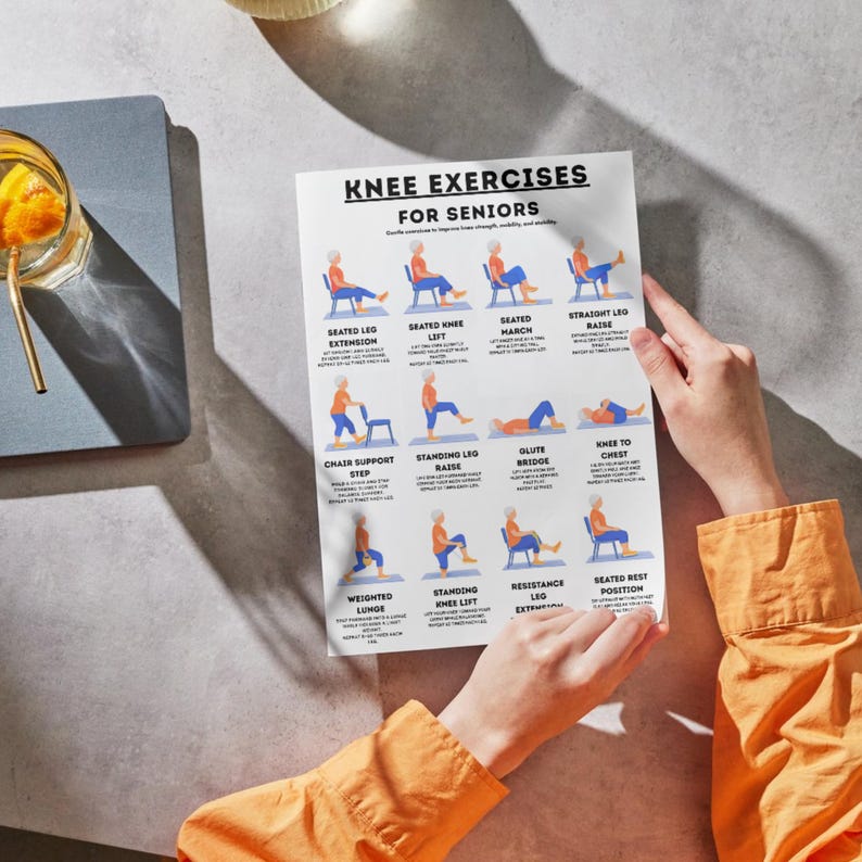 Knee Exercises for Seniors Printable, 12 Gentle Knee Strengthening ...