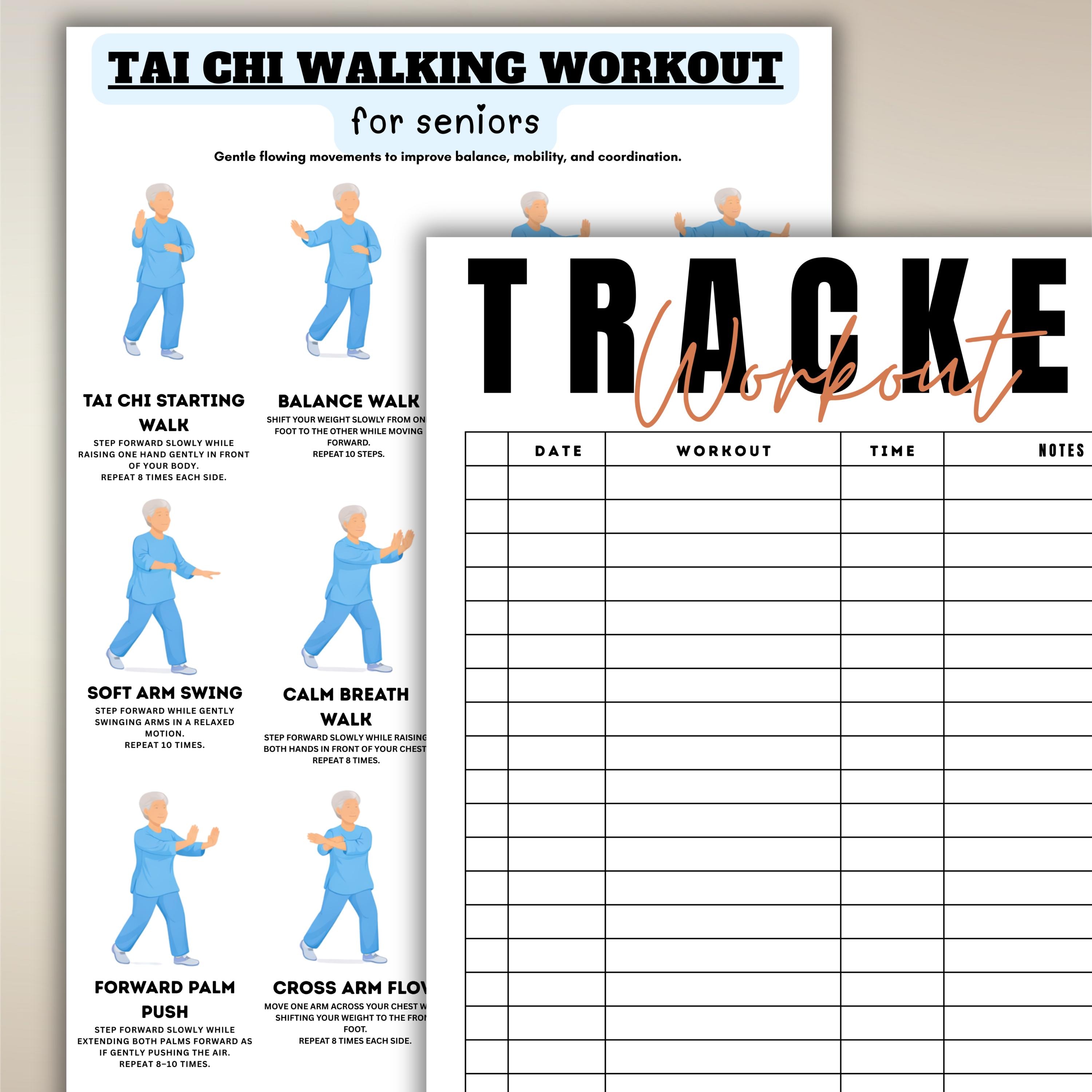 Tai Chi Walking Workout for Seniors Printable, Gentle Balance Exercise ...