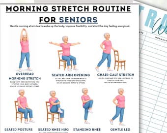 Morning Stretch Routine for Seniors, Gentle Daily Stretch Chart, Senior Mobility Exercises, Printable Flexibility Guide