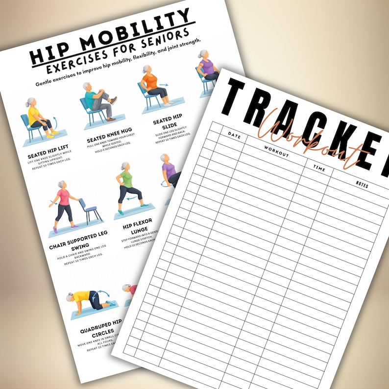 Hip Mobility Exercises for Seniors Printable, 12 Gentle Hip Strength ...
