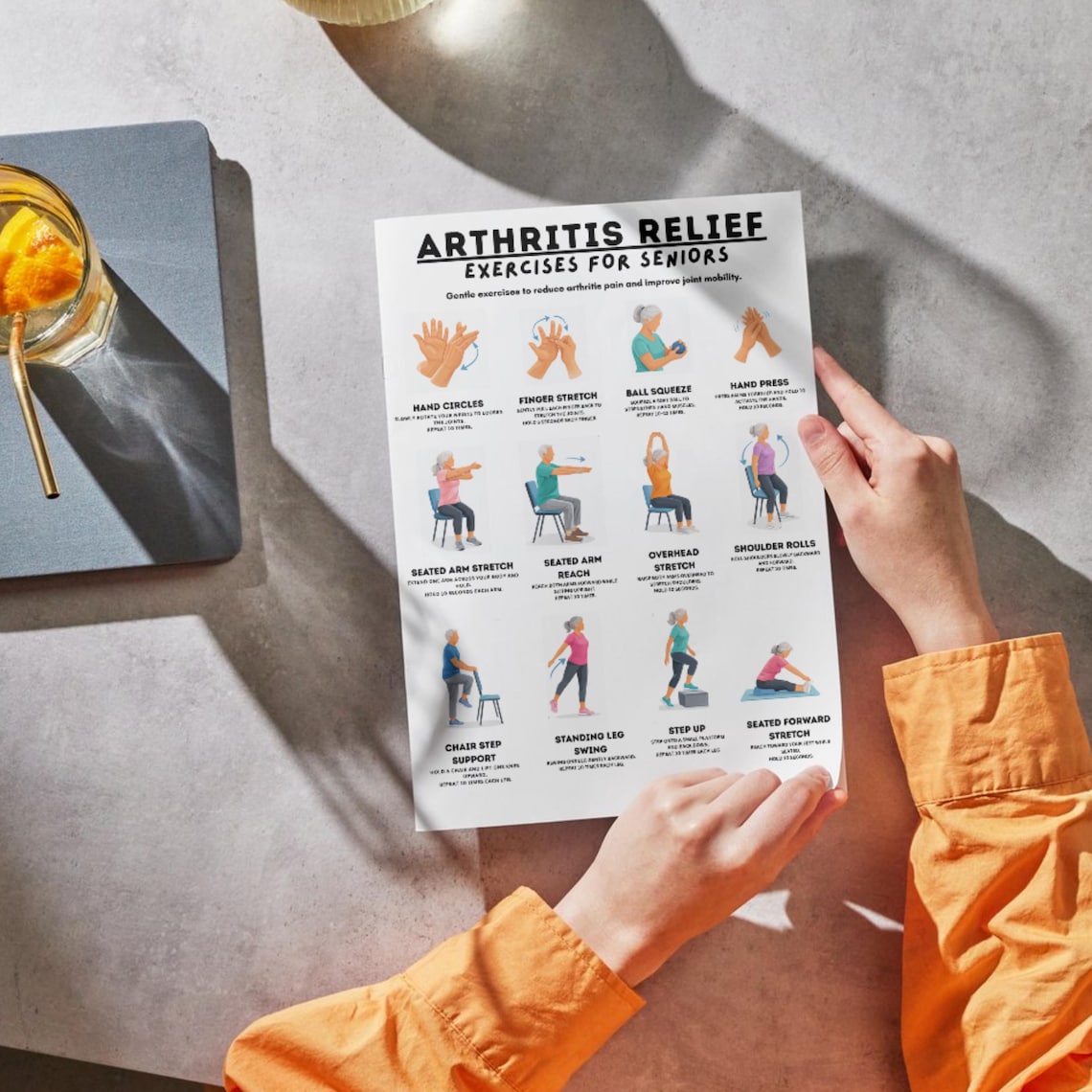 Arthritis Relief Exercises Printable, 12 Gentle Joint Mobility ...