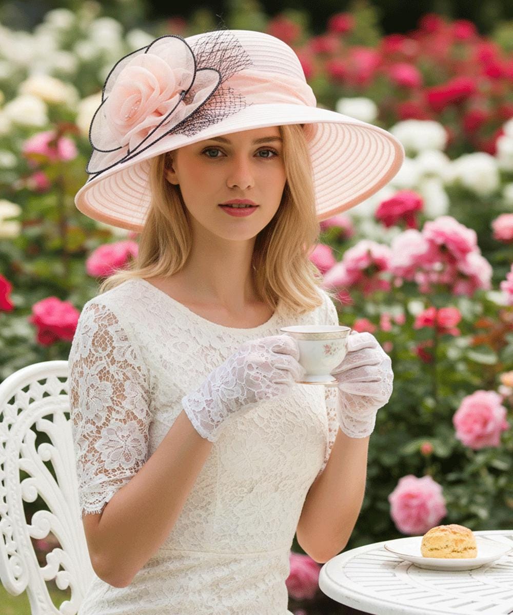 Boutique | Fur Brimmed Wool Hat w/ Organza Flowers Amazon.com: YMGSCC Organza Flower Wedding Cap Round Top  main image 4