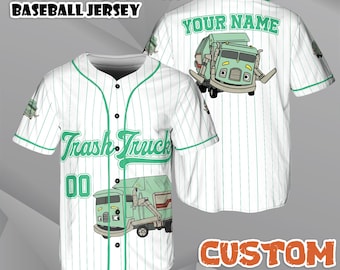 Personalized Trash Truck Baseball Jersey, Kid Youth Adult Custom Apparel