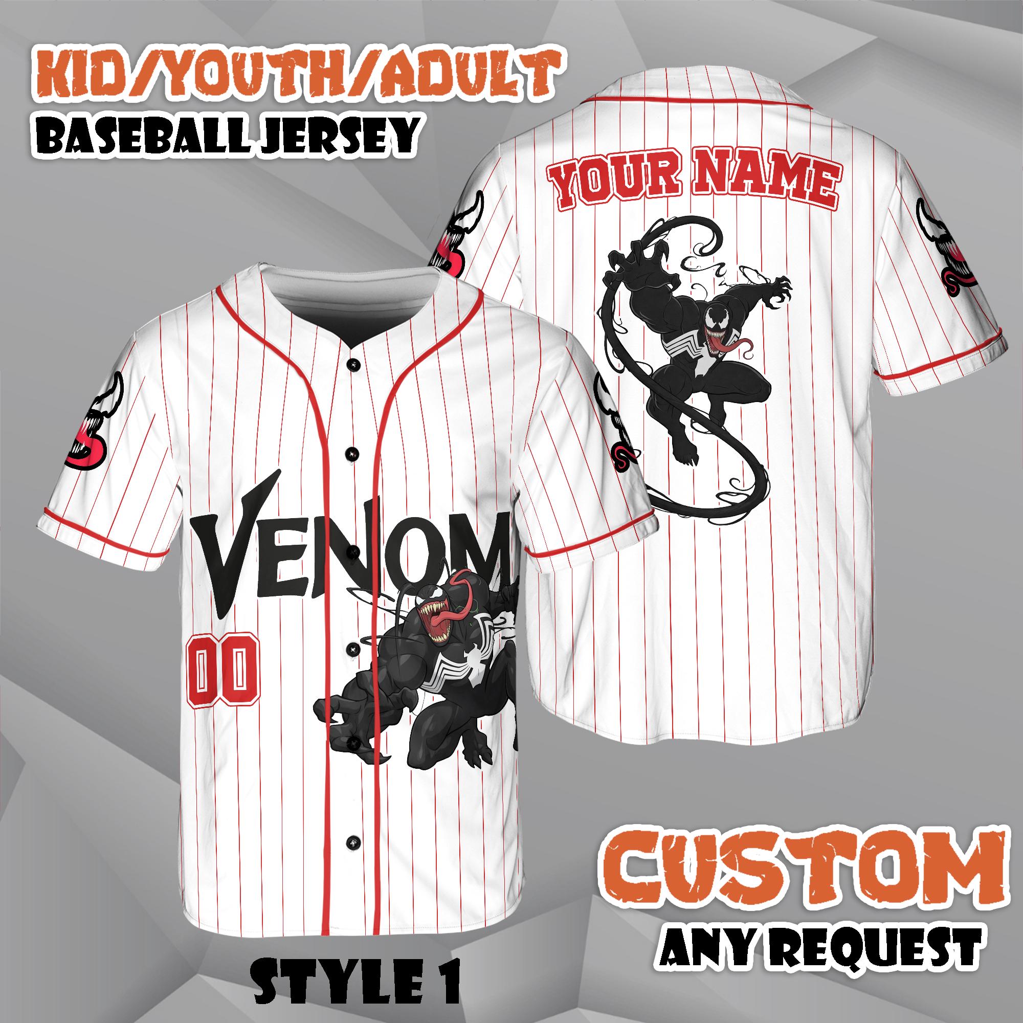 Discover Custom Venom Baseball Jersey, Horror Halloween Shirt, Youth Adult Apparel