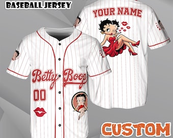 Custom Betty Boop Baseball Jersey, Cartoon Character Sportswear, Polyester Blend Shirt