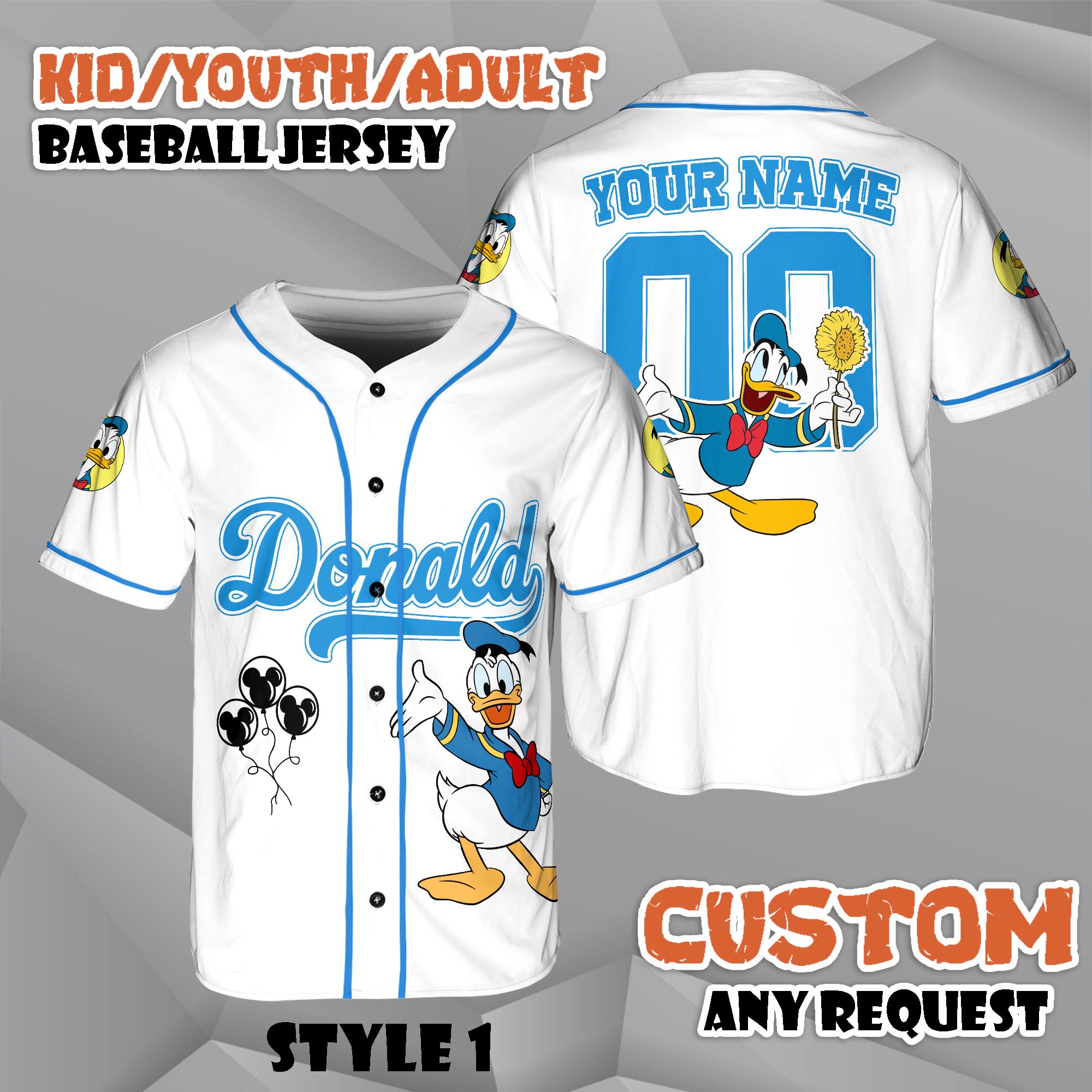 Discover Custom Donald Duck Baseball Jersey, Disney Movie Jersey, Cartoon Characters Matching Shirt