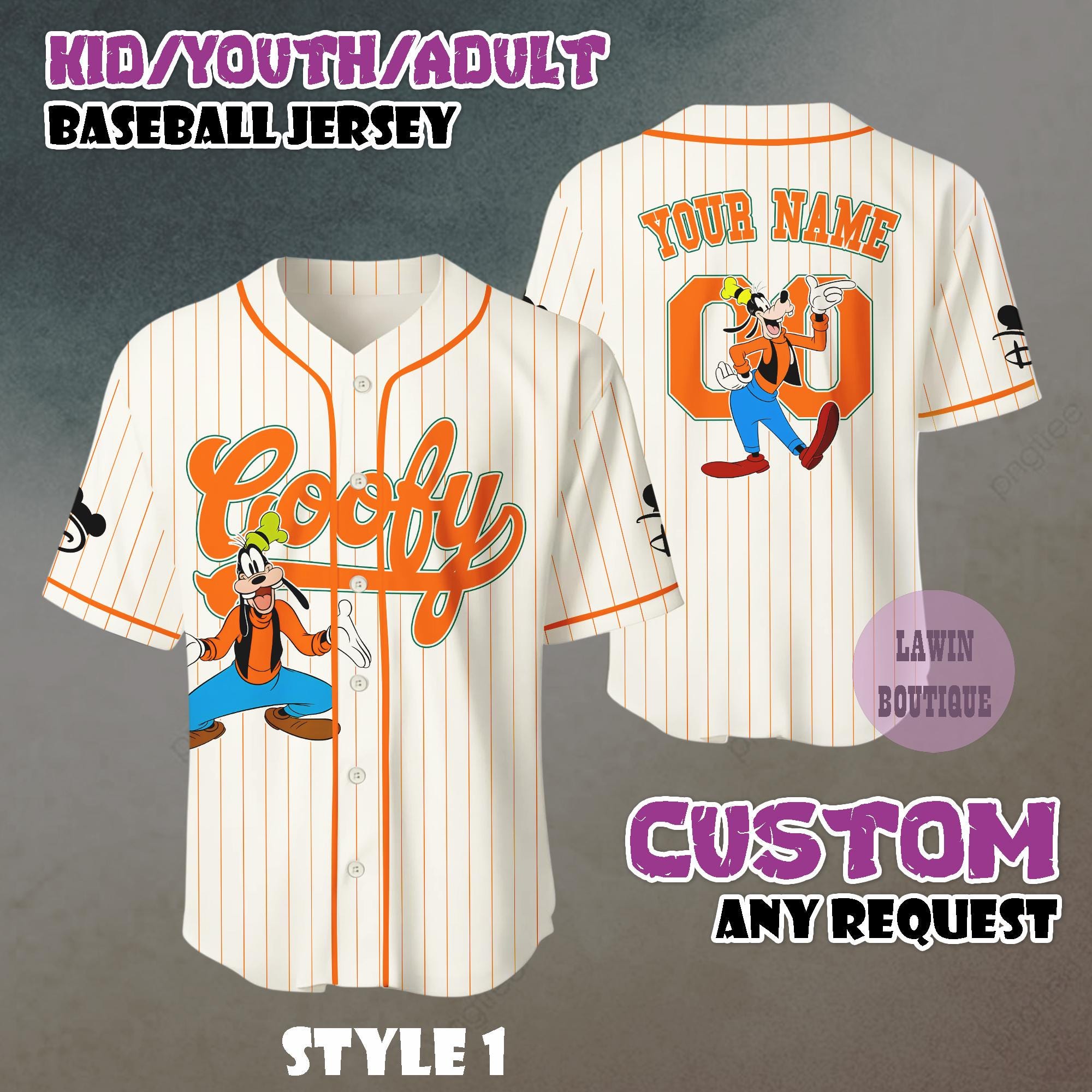 Discover Custom Goofy Dog Baseball Jersey, Disney Cartoon Shirt, Disneyland Vacation Outfit