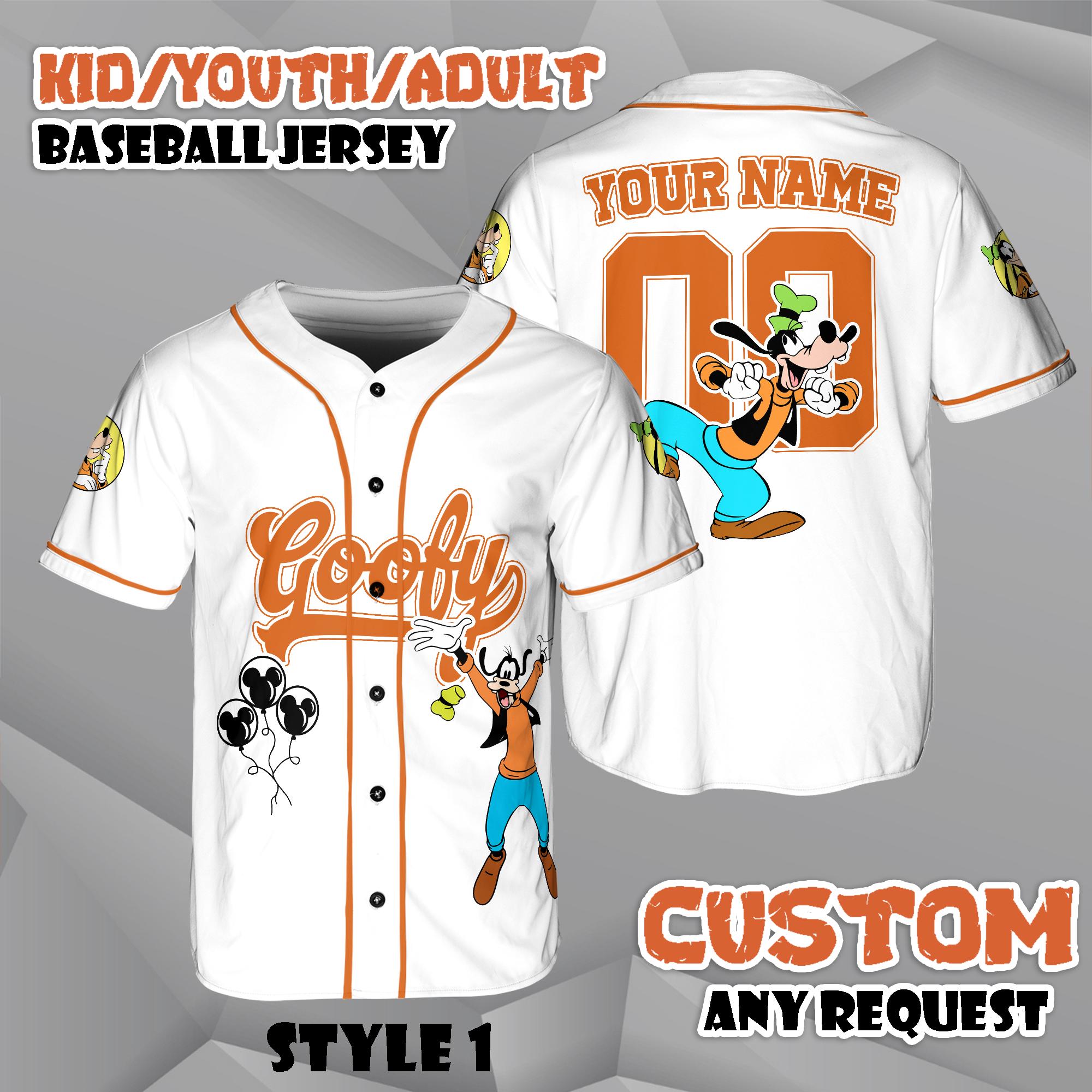 Discover Custom Disney Goofy Dog Baseball Jersey, Disneyland Vacation Outfit, Kid Youth Adult Shirt