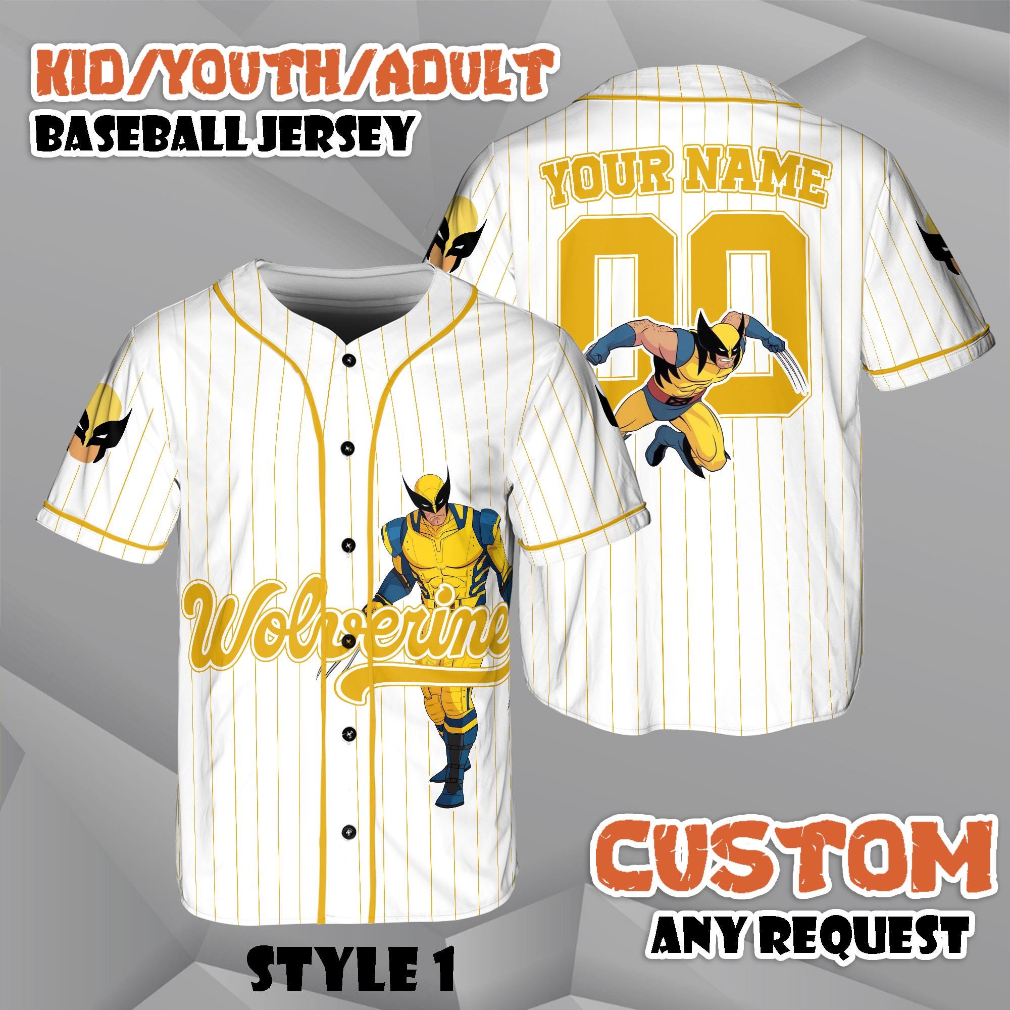 Discover Personalized Wolverine Baseball Jersey, Custom Kid Youth Adult Marvel Avengers Jersey, Wolverine Shirt, Hero Sport Shirt