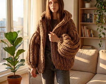 Grofgebreid vest met capuchon | Gezellige oversized trui