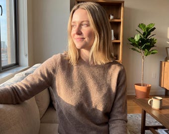 Kasjmier trui met ronde hals | Zachte gebreide trui | Naadloze top van kasjmier | Trui met lange mouwen | Knus winterbreisel | Cadeau voor haar