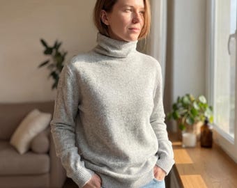 Kasjmier coltrui | Zachte gebreide trui | Gezellige herfst-wintertrui | Losse coltrui | Luxe gebreide kledingmix