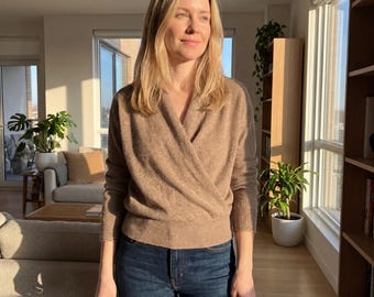 Australische merinowol trui met V-hals | Naadloos gebreide trui | Oversized pasvorm