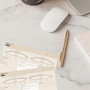 Lash-Marting Arbeitsblatt | 5 Stile, Illustrierte Augendiagramme (Digitaler Download)