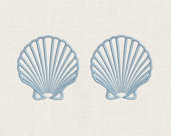 Broderidesign för kustmöhippa, maskinbroderifil för strandbrud, broderimönster med snäckskal och rosett - PES DST, 9 storlekar