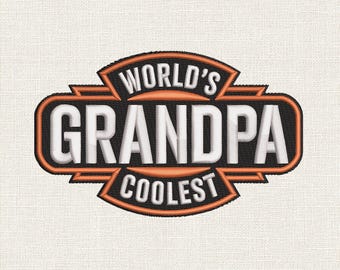Världens coolaste morfarsmärke broderidesign, rolig fars dag-present till cool morfar broderifiler – DST PES, 9 storlekar