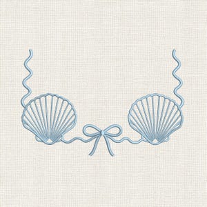Broderidesign för snäckskalsbikini, broderimönster för strandbikinitopp, broderifil för sommarkust - PES HUS, 9 storlekar ingår