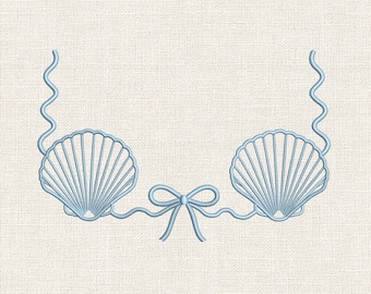 Broderidesign för snäckskalsbikini, broderimönster för strandbikinitopp, broderifil för sommarkust - PES HUS, 9 storlekar ingår