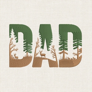 Dad Forest Embroidery Design, Camping Father Machine Embroidery File, Deer Hunting Embroidery - DST VP3