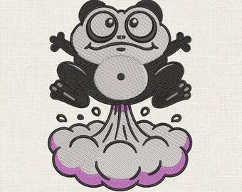 Rocket Farting Frog Embroidery Design, Funny Frog Embroidery Pattern, Humor Adult Stitch Pattern, 9 Sizes Included