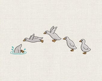 Goose Splashdown Arc Embroidery Design, Funny goose Machine Embroidery Pattern, Flying goose Stitch File, Multi Sizes