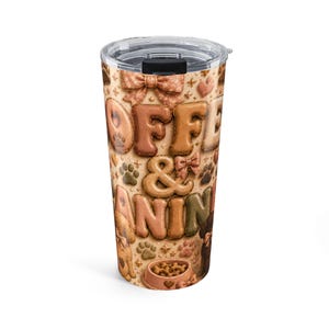 Coffee & Canine Patchwork Tumbler 20oz | Paw Print, Latte Art, Floral Collage