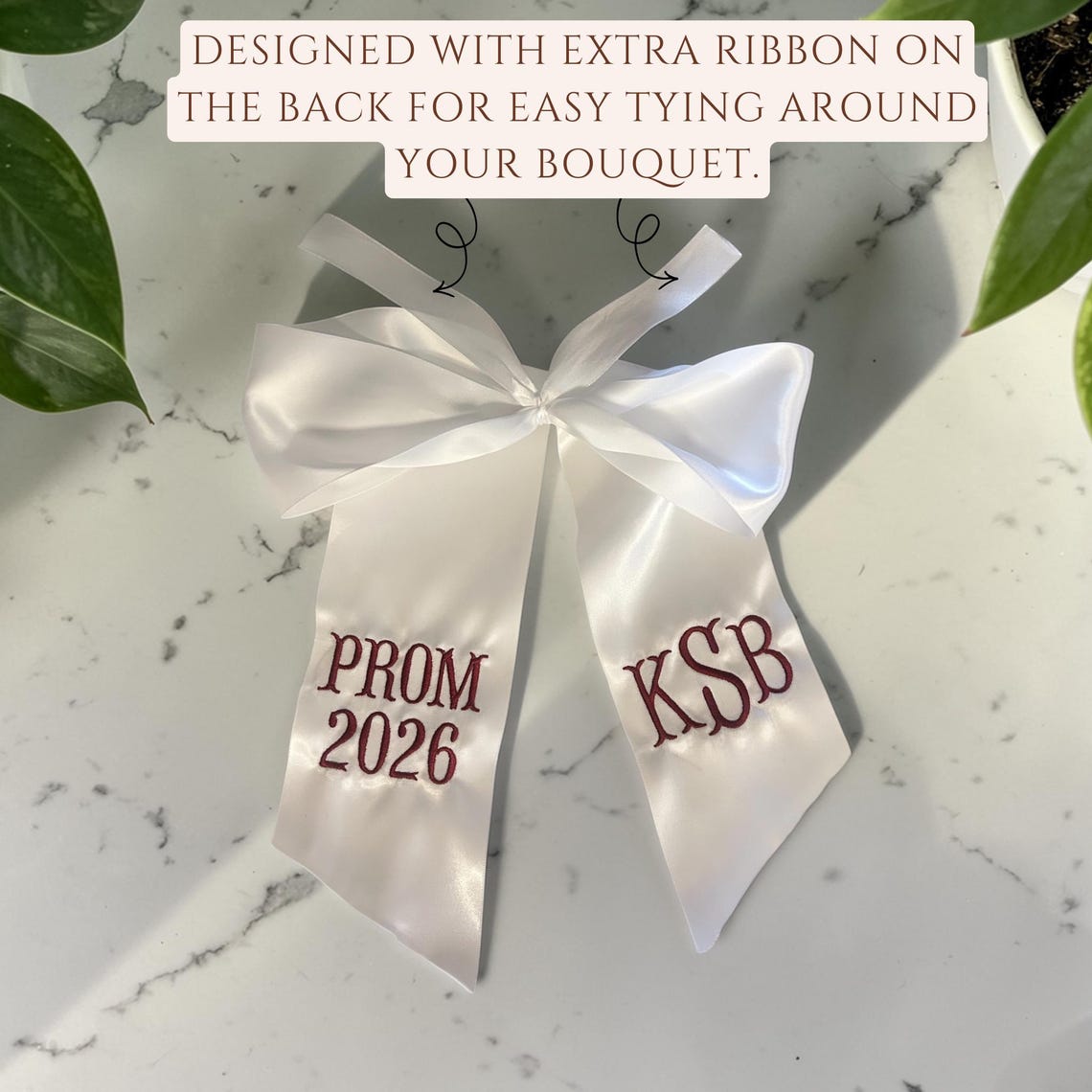 Prom Ribbon Custom White Satin Prom Bouquet Sash Embroidered Personalized ...