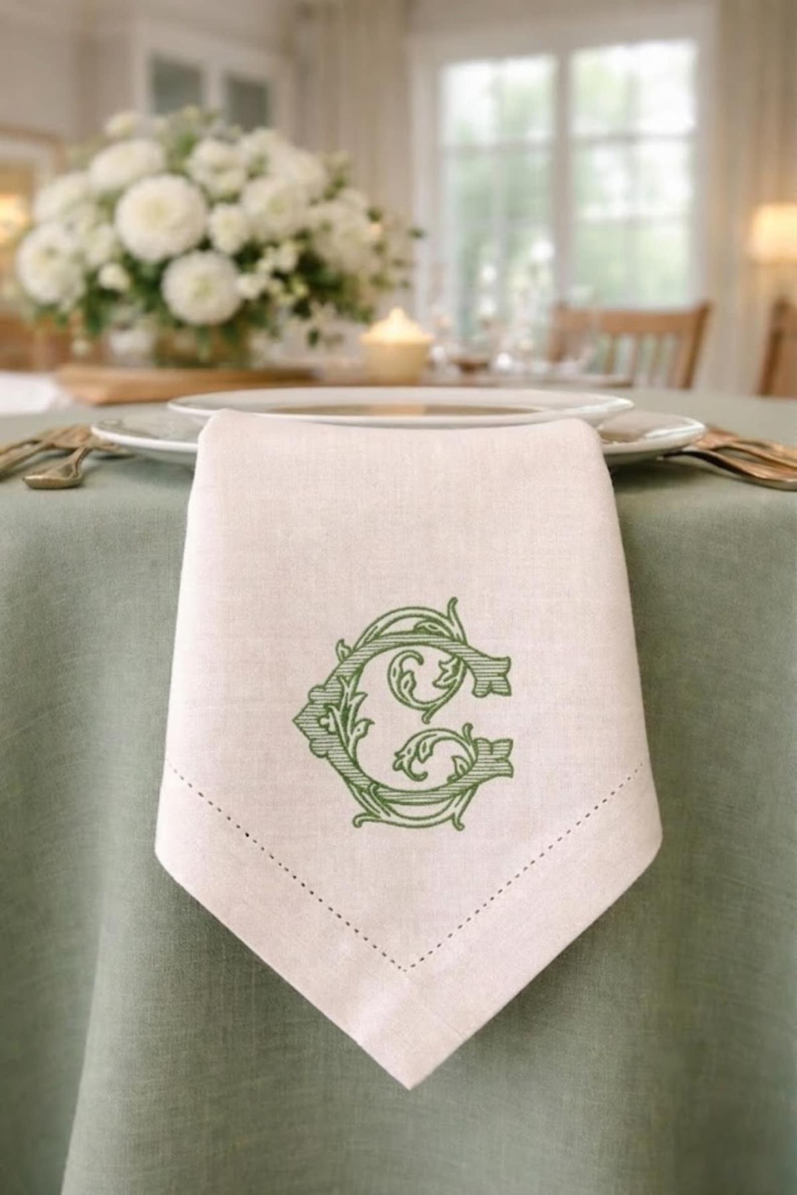 Monogram Linen Dinner Napkins