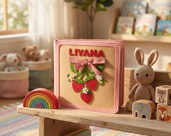Custom Name Felt Busy Book, Personalized First Birthday Gift for Baby, Toddler Quiet Book, Montessori Travel Toys, Baby Shower Keepsake