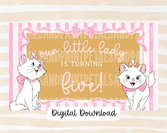 Modello per banner di compleanno "Little Lady Aristocats" / Canva / 64x36