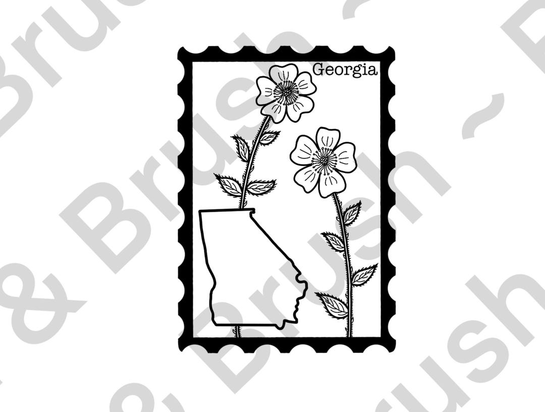Georgia State Flower Stamp PNG | Hand Drawn Georgia Botanical ...