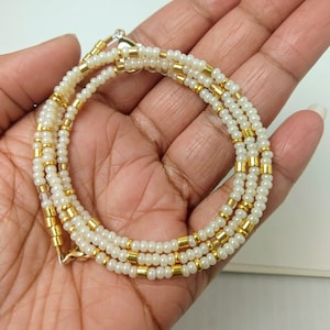Beaded Pearl Face Mask holder, gold and pearl, eyeglass holder, mask lanyard, mask accessory, coworker gift, for teacher, eyeglass chain