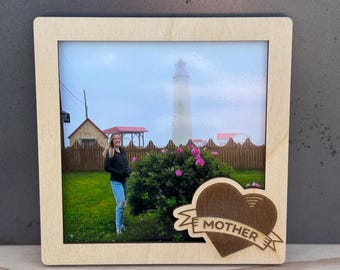 MOTHER Tattoo Picture Frame Fridge Magnet, The Simpsons Ink Inspired Wood Photo Holder, Bart Simpson 4x4 Handmade 90s Cartoon Display