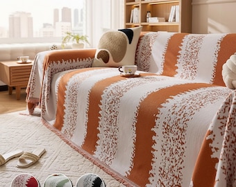 Funda de sofá de felpa de chenilla, funda antiarañazos, protector de sofá para todas las estaciones, manta antideslizante geométrica para sofá.