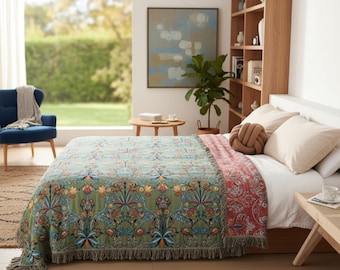 Green Plum Cotton Gauze Blanket – Soft Air Conditioning Quilt, Sofa Throw, Summer Bedspread, Landscape Design