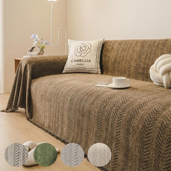 Waterproof Chenille Sofa Protector – Cozy Non-Slip Pet Couch Cover – Heavy Duty Throw