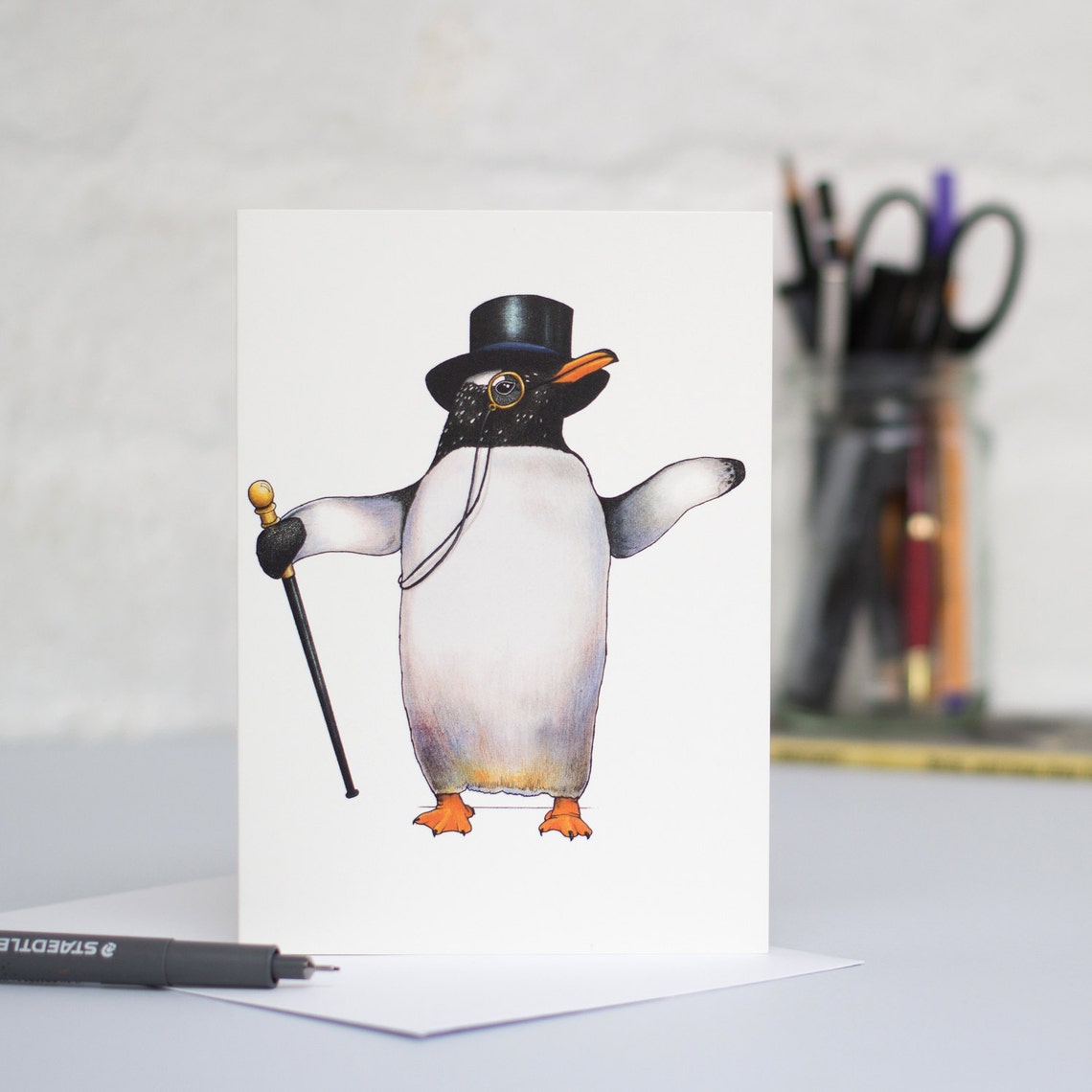 Penguin in a Top Hat A6 Birds in Hats Greetings Card Etsy