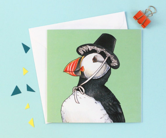 Square Tradtional Welsh Birds in Hats 