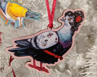 Amy Winehouse Pigeon Birds in Hats Christmas Tree Decoration - Christmas Tree Decoration by Birds in Hats