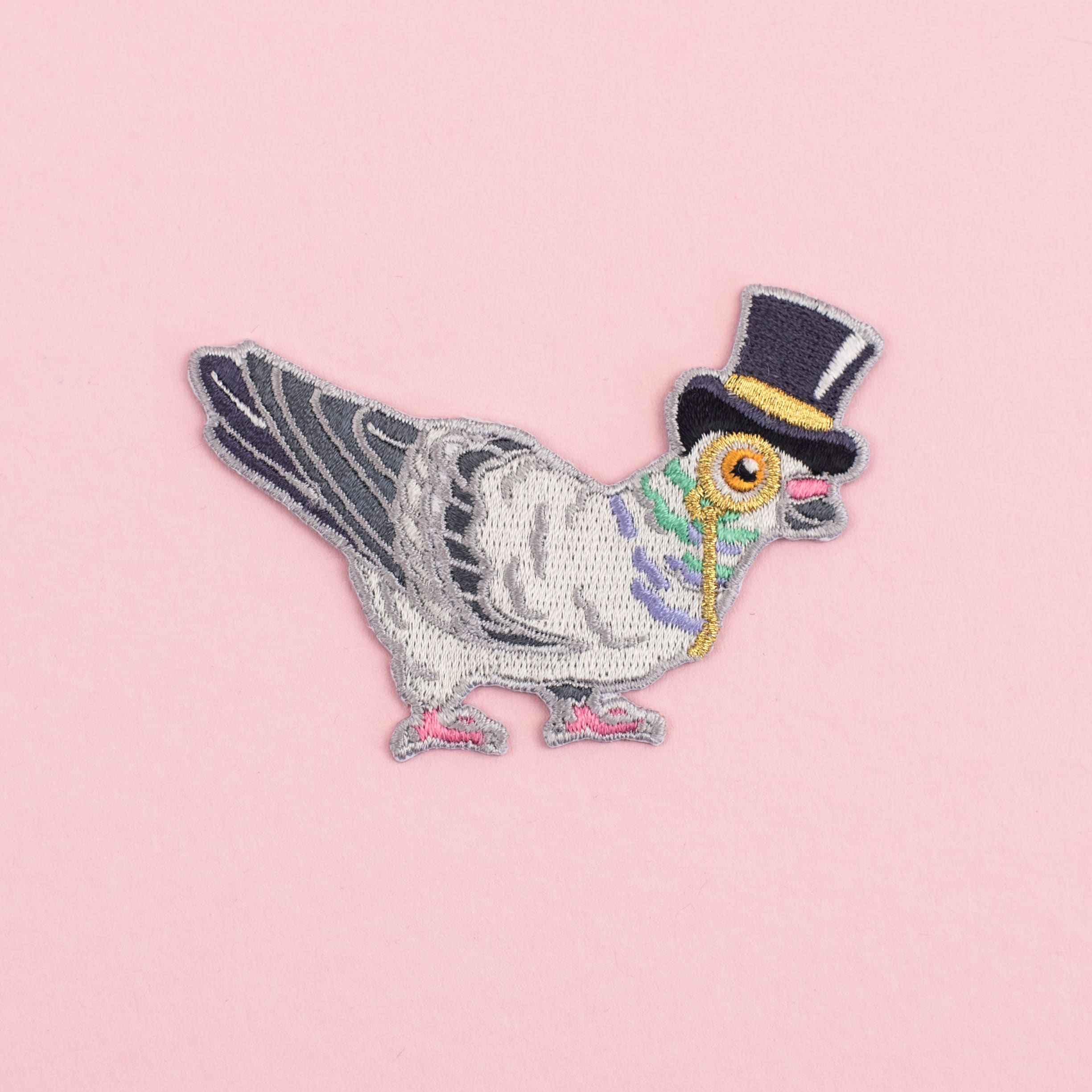 Pigeon in a Top Hat Patch Iron on 