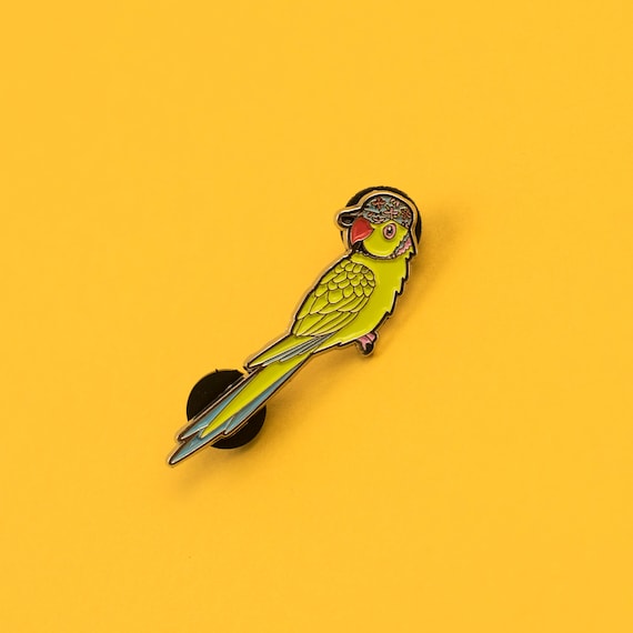 Parakeet Enamel Pin Badge Birds in Hats 