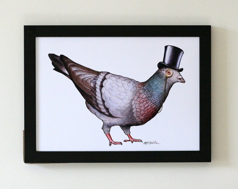 Pigeon in a Top Hat: A4 Print image 2