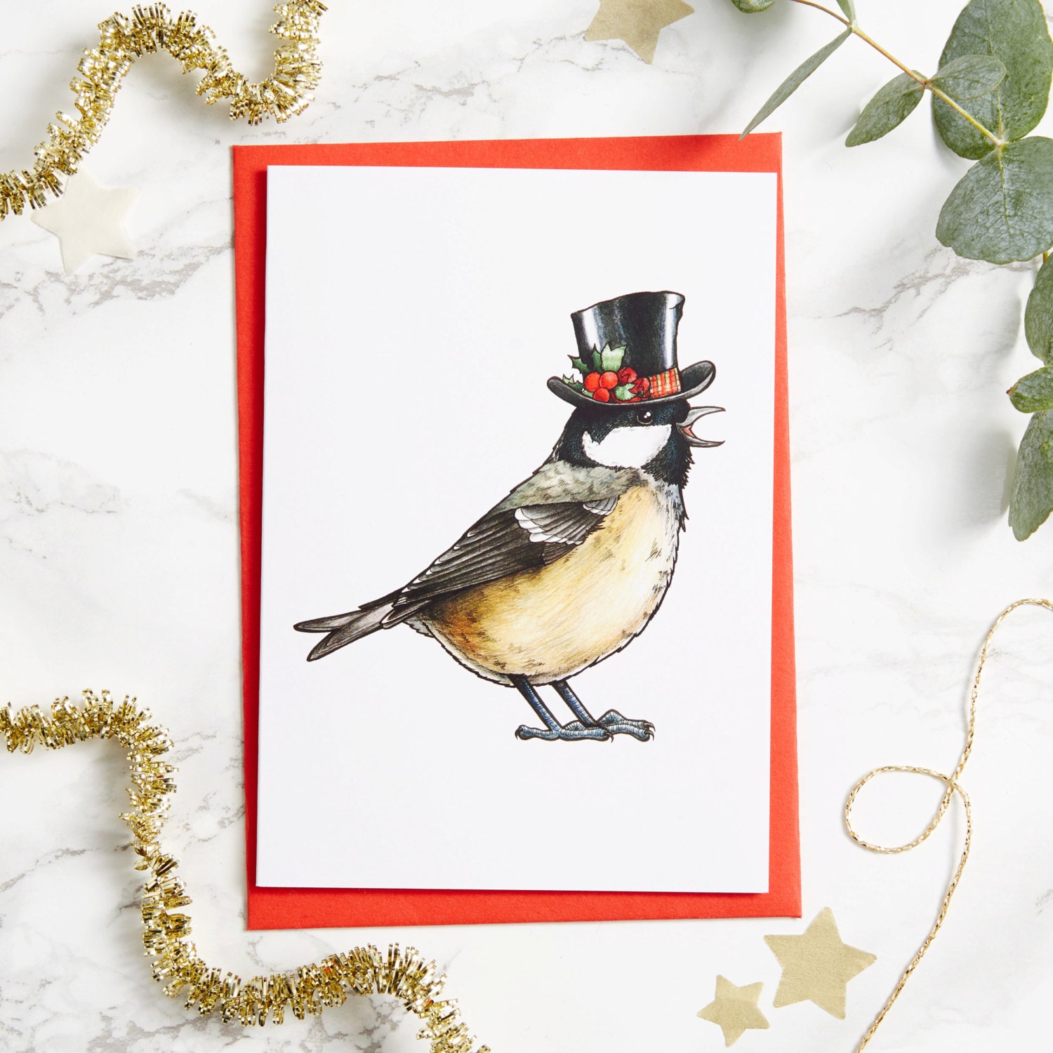 Coal Tit in a Xmas Top Hat Christmas 