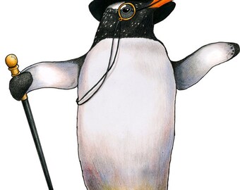 Penguin in a Top Hat: A4 Print