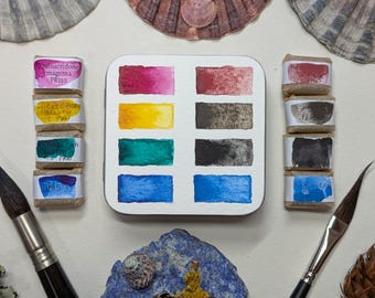 Make your own granulations: 8 granulating & transparent watercolours set, for mixing your own shades. Made to order. Vegan watercolor binder