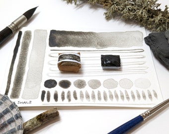 Dorset shale: handmade watercolour paint from unique hand-ground pigment. Natural earth pigment watercolor in half or quarter pans - vegan