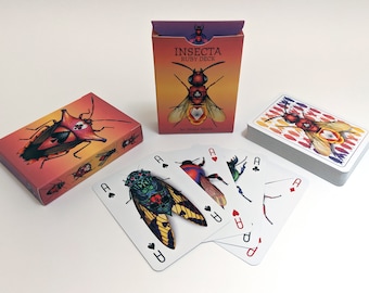 Insecta Ruby deck - MINOR FLAWS - Limited edition 56 Card Poker Deck - Playing Card Art of insects; beetles, bugs, bees, wasps, blattodeans