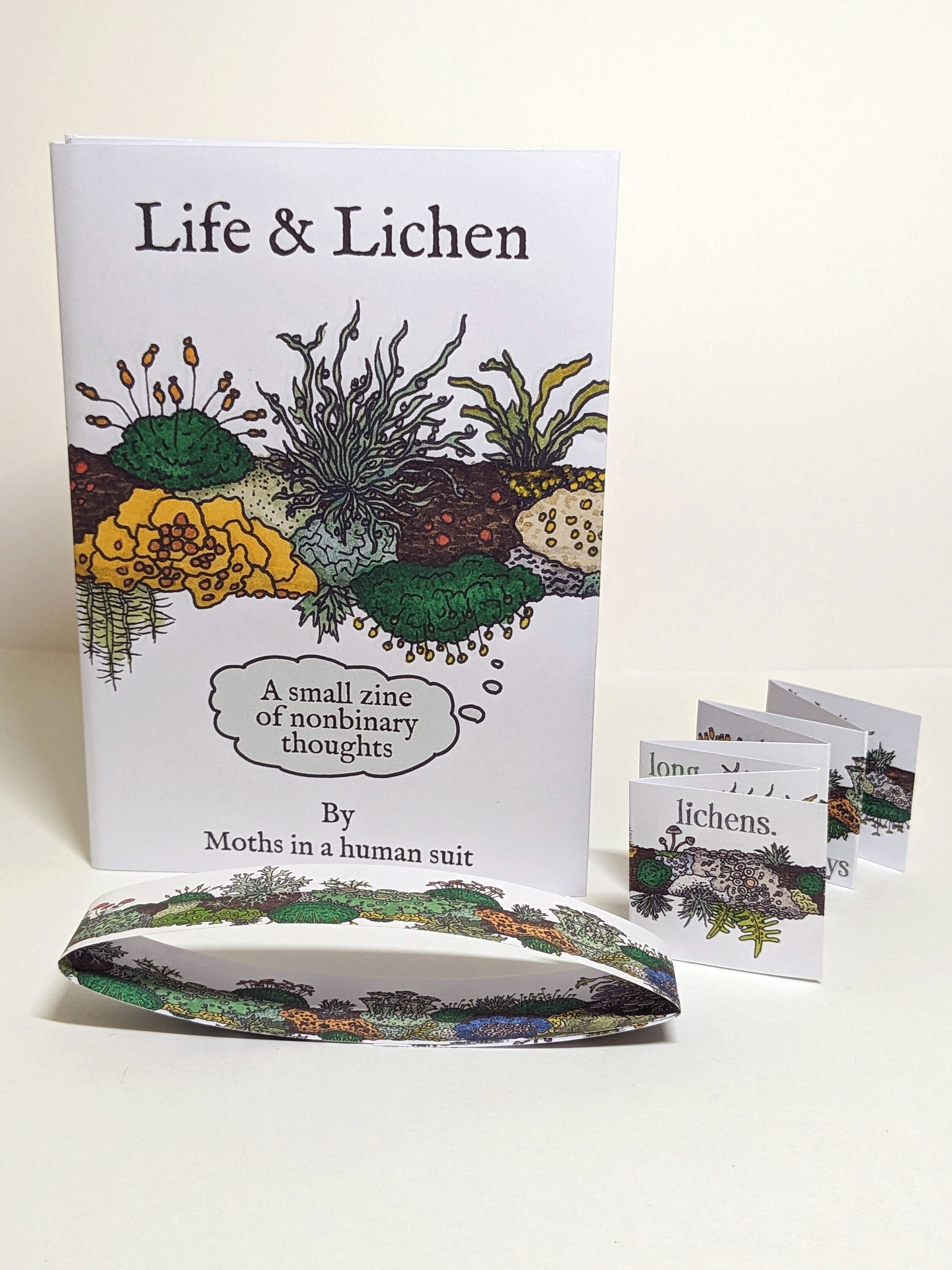 Zine - Life & Lichen: a small zine of nonbinary thoughts - A6 full colour zine on lichen and living a non-binary life, handpainted artwork