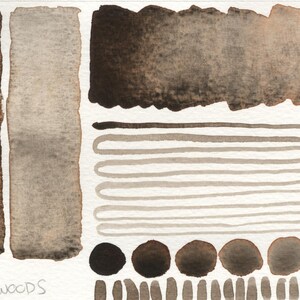 Darkwoods: handmade granulating brown-black watercolour paint with red undertone in half, quarter, and eighth pans. Vegan watercolor binder bild 3
